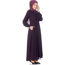 Beyza Fermuarlı Kloş Mürdüm Ferace 668