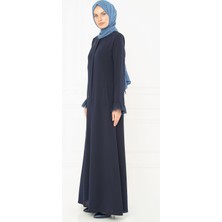 Beyza Tül Detaylı Taş Işlemeli Lacivert Ferace 3195
