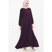 Beyza Büzgü Detaylı Mürdüm Ferace 3229