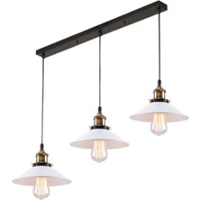 Riolight vintage,retro,rustik 3XE27 siyah gövde beyaz başlık metal sıralı sarkıt avize uzunluk:60cm
