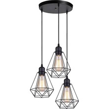 Riolight  Retro Üçlü Metal Kafes Avize Taban Çapı: 30CM