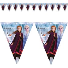 Süsle Bebek ve Parti Frozen II Üçgen Bayrak Flama - 3,20 mt.