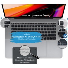 McStorey Laptop Macbook Air ile Uyumlu Klavye Koruyucu A1932 2018/2019 Amerika İngilizce Baskılı