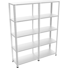Galvanizraf 5 Katlı Duble 2 Li Galvaniz Çelik Raf Arşiv Depo Kiler Rafı 43X186X200