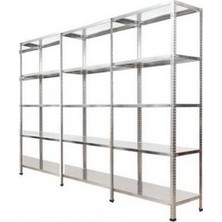 Galvanizraf 5 Katlı 3 Lü Bitişik Galvaniz Çelik Raf Arşiv Depo Kiler Rafı 43X60X200