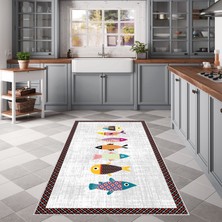 Confidence Home Dijital Baskı Yıkanabilir Kaymaz  Taban Mutfak Halısı