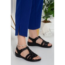 ARTI ARTI AYAKKABI ARTI-ARTI014-0105 Hakiki Deri Siyah Günlük Kadın Comfortabl Sandalet Ayakkabı