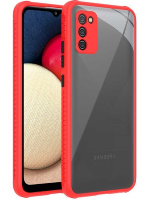 kilifone - Samsung Galaxy A02S - Kılıf ​​Arkası Şeffaf Sert Kaff Kapak - Kırmızı - T16603