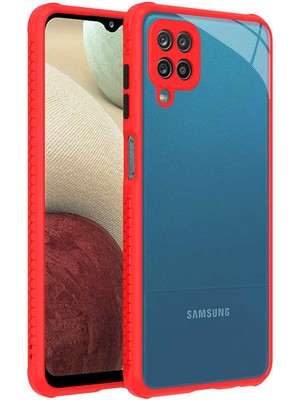 kilifone - Samsung Galaxy A12 - Kılıf ​​Arkası Şeffaf Sert Kaff Kapak - Kırmızı - T16604