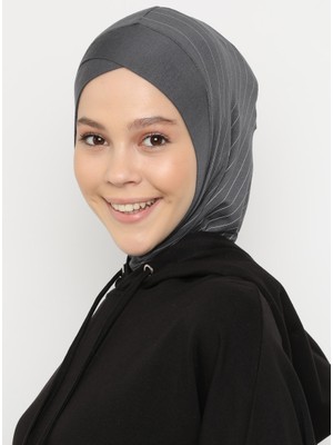 Ecardin Çizgili Spor Bone - Koyu Gri - Ecardin