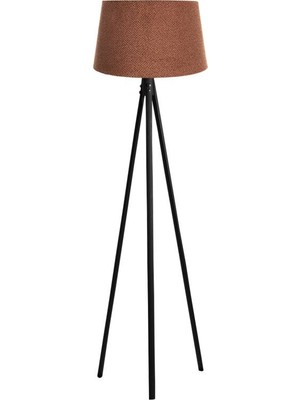 Ağaç Ustası Oval  3 Ayak Tripod  Lambader Abajur Köşe Lambası Ahşap Siyah