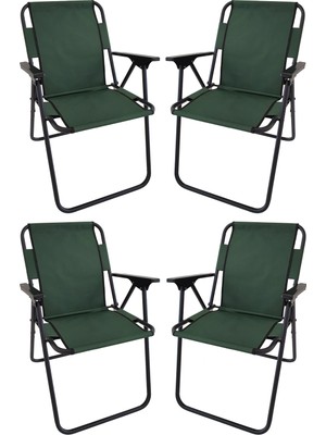 Bofigo 4 Adet Kamp Sandalyesi Katlanır Sandalye Piknik Sandalyesi Plaj Sandalyesi - Yeşil