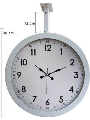 Platin Saat 36 cm Beyaz Metal Klasik Istasyon Tavan Saati
