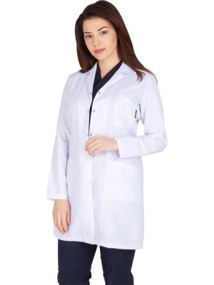 Vehbi Kadın Doktor Öğretmen Önlüğü Laboratuvar Eczacı Hemşire Dizüstü Önlük Klasik Yaka
