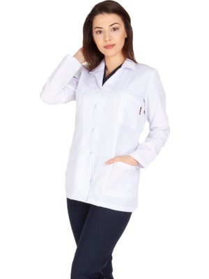 Vehbi Kadın Doktor Öğretmen Önlüğü Laboratuvar Eczacı Hemşire Ceket Boy Kısa Önlük Klasik Yaka