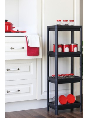 Vip Home Concept Pratik Çok Amaçlı Düzenleyici Kullanışlı 4 Katlı Plastik Raf Ünitesi Kolay Kurulum