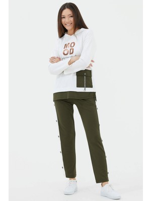 Sementa Geniş Kalıp Kapüşonlu Eşofman Takım - Ekru - Haki