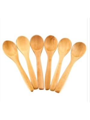 Ne Alırsan Ucuz Ahşap Küçük Tahta Kaşık 6 Adet 17 cm