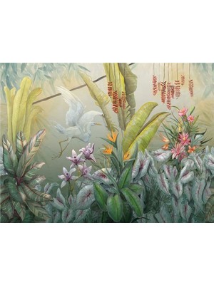 Eko Dekor Botanik Özel Tasarım Duvar Kağıdı Kanvas Tek Parca