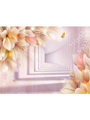 Eko Dekor 3D Özel Tasarım Çiçek Desen Duvar Kağıdı Kanvas Tek Parca