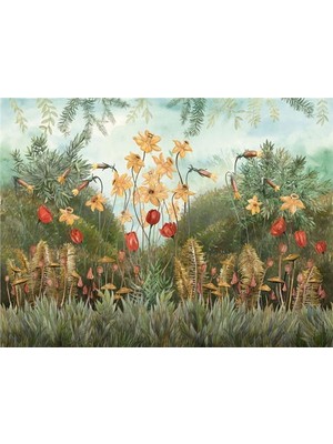 Eko Dekor Botanik Özel Tasarım Duvar Kağıdı Kanvas Tek Parca