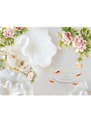 Eko Dekor Çiçek Desen 3D Özel Tasarım Duvar Kağıdı 009 Kanvas Tek Parca