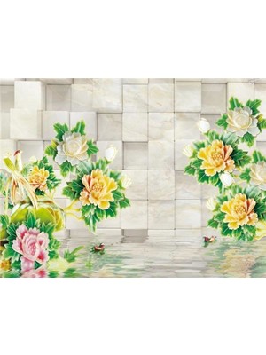 Eko Dekor Çiçek Desen 3D Özel Tasarım Duvar Kağıdı 005 Kanvas Tek Parca