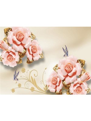 Eko Dekor Çiçek Desen 3D Özel Tasarım Duvar Kağıdı 032 Kanvas Tek Parca