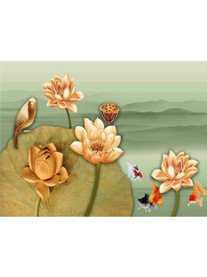 Eko Dekor Çiçek Desen 3D Özel Tasarım Duvar Kağıdı 024 Kanvas Tek Parca