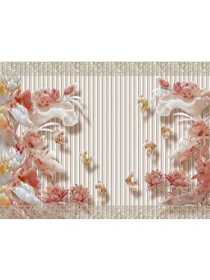 Eko Dekor Çiçek Desen 3D Özel Tasarım Duvar Kağıdı 043 Kanvas Tek Parca