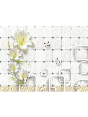 Eko Dekor Çiçek Desen 3D Özel Tasarım Duvar Kağıdı 075 Kanvas Tek Parca