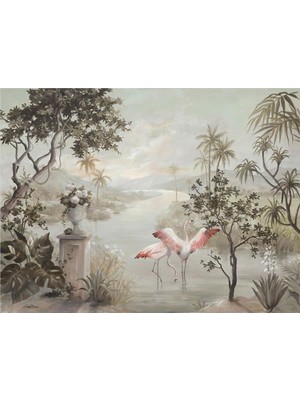 Eko Dekor Özel Tasarım Botanik Duvar Kağıdı Kanvas Tek Parca