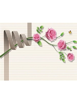 Eko Dekor Çiçek Desen 3D Özel Tasarım Duvar Kağıdı 063 Kanvas Tek Parca