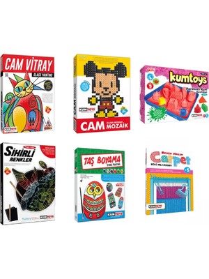 Redka - Cam Vitray,cam Mozaik,hareketli Kum,sihirli Renkler,taş Boyama,carpet Benim Halım 6'lı Set