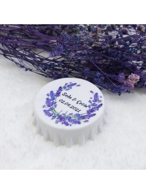 Hayaller Dükkanı 30 Adet Lavanta Çiçek Baskılı Kapak Açacak Uv Baskılı Nişan Liği Nikah Şekeri 6 cm