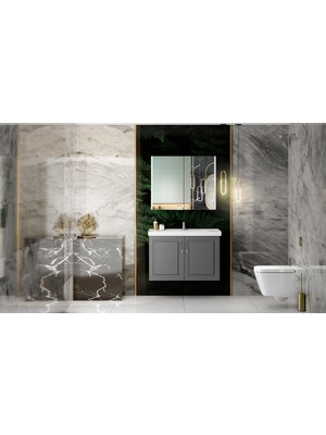 KAREN BANYO ARİN BANYO DOLABI TAKIMI MDF 60 CM ANTRASİT