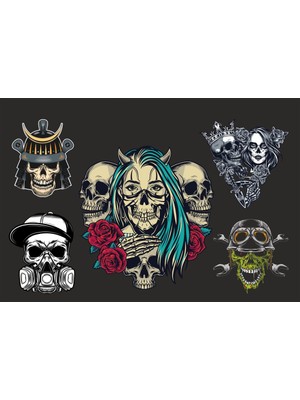 Ubga Gift 5 li Motorsiklet Kask Sticker Set 1 Ad. (12X7,5) 4 Ad. (6x6)