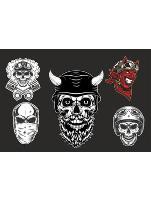 Ubga Gift 5 li Motorsiklet Kask Sticker Set 1 Ad. (12X7,5) 4 Ad. (6x6)