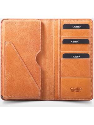 Guard Plus Telefon Girişli Antik Sarı Deri Unisex Cüzdan