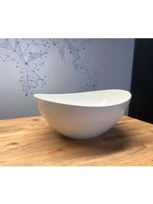 Güral Vit Nova 40,6 x 32,2 cm H 18 cm Mat Beyaz Sedefli Mobilya Üstü Deliksiz Çanak Lavabo