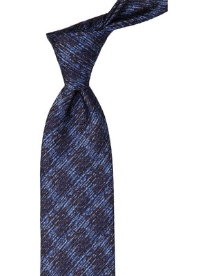 Kravatkolik Lacivert - Mavi Motif Desen Mendilli Klasik Kravat KK10374