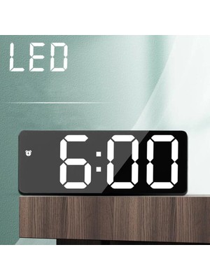 Triline Aynalı LED Dijital Masa Saati Termometre Alarm Takvimli