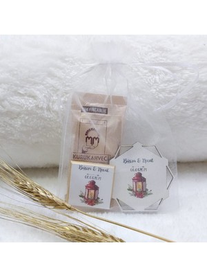 Hayaller Dükkanı 30 Adet Tül Kese Içinde Prizma Ahşap Magnet Madlen Çikolata ve Türk Kahvesi Söz Liği