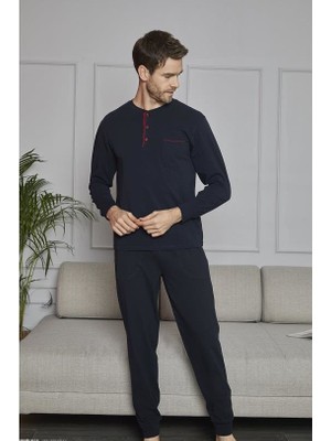 Kly Çok Rahat Düğmeli Cepli Uzun Kollu Pamuk Pijama Takımı