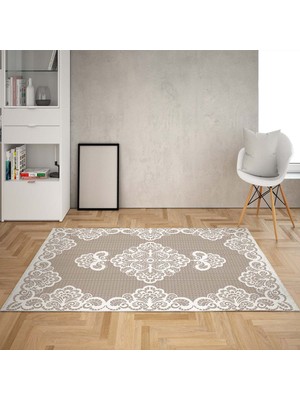 Bona Fortuna Osmanlı Motif Şal Desen Dijital Baskı Yıkanabilir Kaymaz Taban Klasik Salon Halısı ve Yolluk (Pembe)