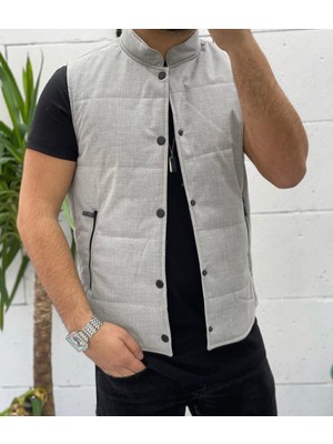 Growing Star Erkek Dar Kesim Hakim Yaka Çıt Çıt Düğmeli Yelek-Gri