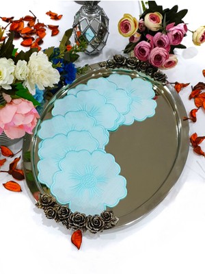 Tanem Home Çiçek Desen Nakışlı Bardak Altlığı 15 x 15 cm