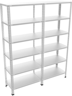 Galvanizraf 6 Katlı Duble 2 Li Galvaniz Çelik Raf Arşiv Depo Kiler Rafı 43X186X200