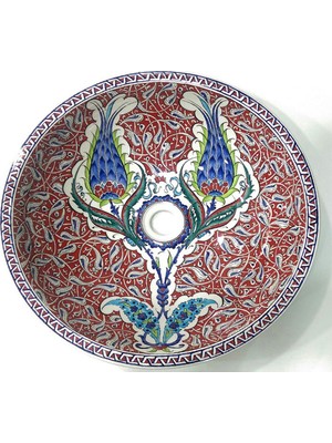 Can Seramik - El Dekoru Iznik Çini Desenli Lavabo