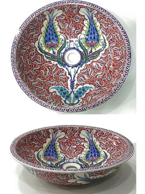 Can Seramik - El Dekoru Iznik Çini Desenli Lavabo